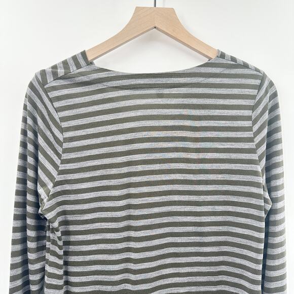 Ibex Diana Cowl Neck Long Sleeve Top 100% Merino Wool in Green Gray Size M (FLAW - Picture 5 of 10